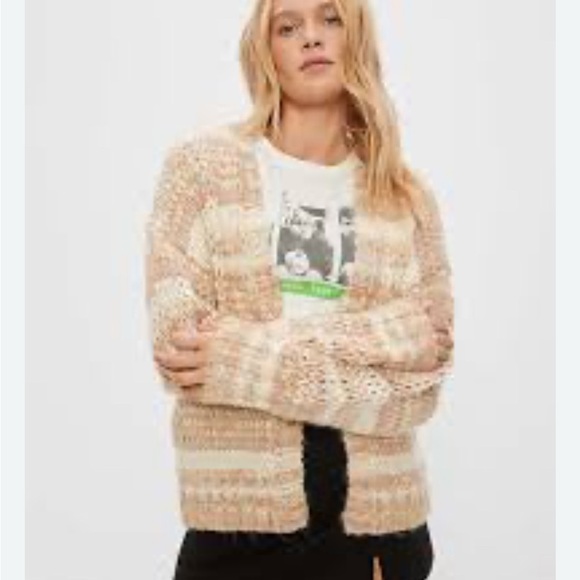American Eagle Outfitters Cream and cream Tan the oversized Cardigan - Picture 1 of 5
